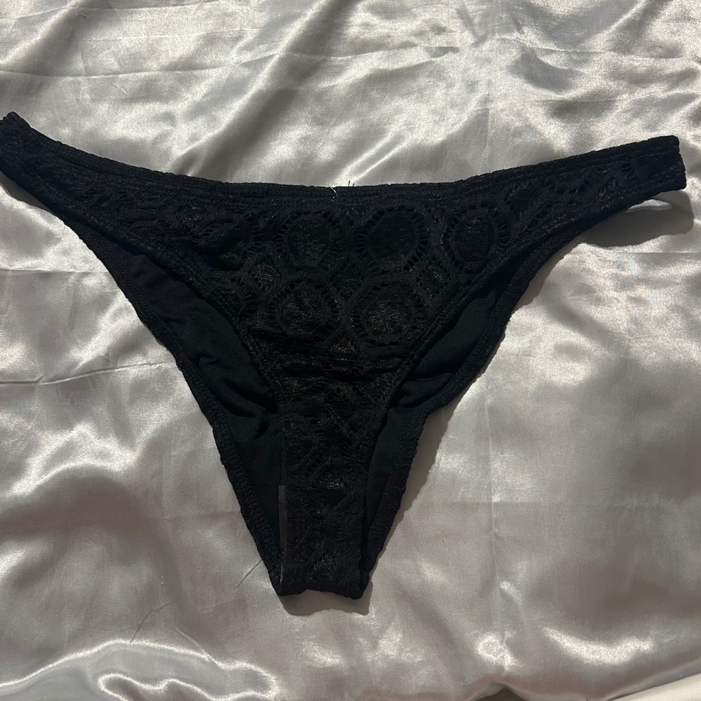Dippin Daisys Women XL Black Lace Bikini Bottom Low Rise Swim Separate Coquette